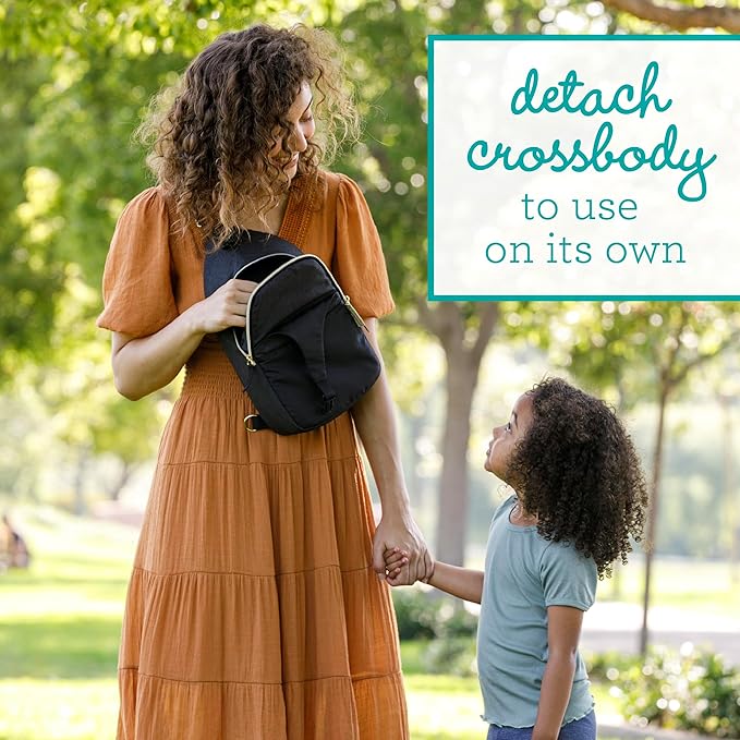 The Infantino Flip 4-in-1 Convertible Baby Carrier & Crossbody Diaper Bag - Grow-with-Me Carrier with Attachable Crossbody Diaper Bag, Black and Gold, 2-Piece Set