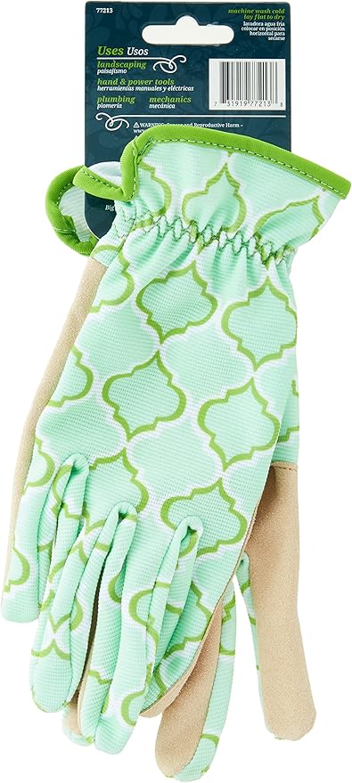 Digz Planter Pro Women's Gardening Gloves and Work Gloves with Touch Screen Compatible Fingertips, Geometric Pattern, Large