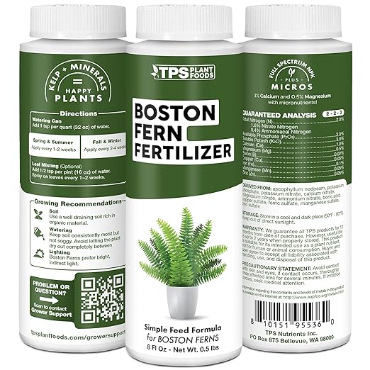 Boston Fern Fertilizer for Boston Fern, Great for Fluffy Ruffles, Dallas, and Compacta Fern Varieties, Liquid Fertilizer by TPS Plant Foods, 32 oz (1 Quart)