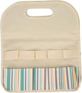 Large Capacity Multifunctional Garden Tool Bag with PE Board 600D Oxford Camping Storage Organizer 10 Pockets Beige Stripe