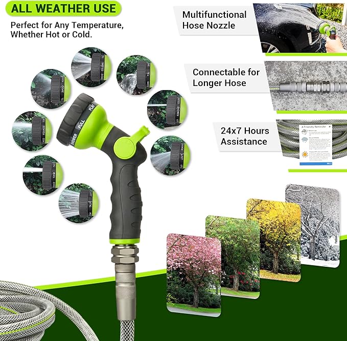 100 FT Non-Expandable Garden Hose – Heavy Duty Water Hose for Large Properties & Extended Reach, 1/2" ID, 3/4" Swivel Fittings, Kink & Leak Resistant