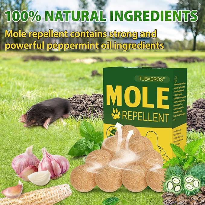10 Pack Mole Repellent, Peppermint Oil to Repel Mole,Gopher, Vole Repellent Outdoor Use for Lawn, Garden