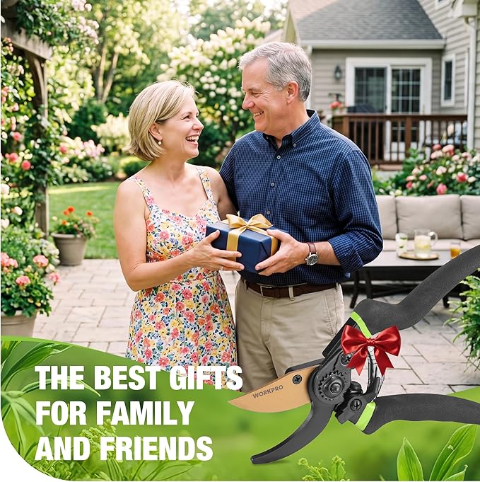 WORKPRO 8.5" Bypass Pruning Shears, Professional Garden Shears with Sharp SK5 Blade, Garden Clippers, Hand Pruner for Branches, Flowers, Fruits, Plants, Bonsai, Effortlessly Prunes 3/4" Branches