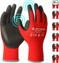 Schwer 12 Pairs Ultra-Comfort Safety Work Gloves MicroFoam Nitrile Coated, Seamless Knit Nylon Glove for Men and Women, Abrasion Resistant, Non Slip, Breathable, LT5617, M