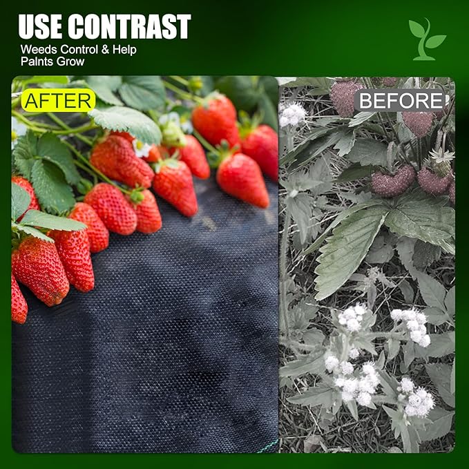 Garden Weed Barrier Fabric 2ft, Heavy Duty Landscape Fabric, Ground Cover Weed Blocker Cloth, Landscaping Fabric for Garden, Vegetable Bed, Path Way (2ft x 100ft)