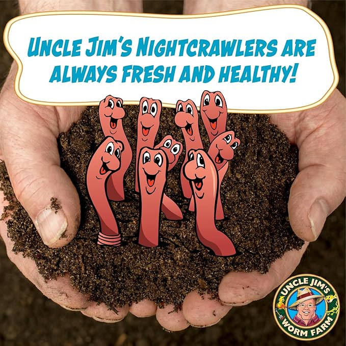 Uncle Jim's Worm Farm 250 Count Super Red European Nightcrawlers for Composting and Garden Soil Aeration | Large Nightcrawlers Improve Soil Structure and Quality for Healthier Gardens
