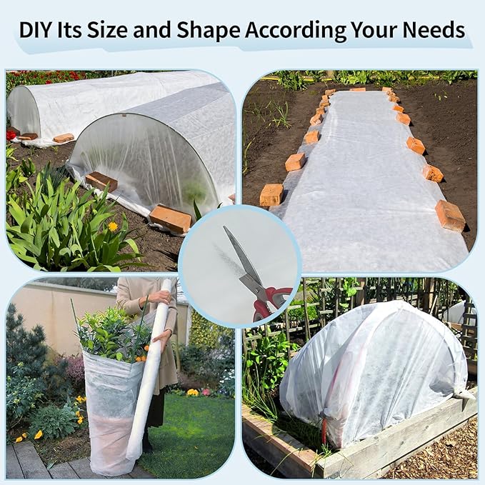 Insoma 1.1oz/yd Plant Covers Freeze Protection,10 * 50ft Floating Row Cover for Garden, Frost Plant Blanket for Winter Frost/Sun Pest Protection