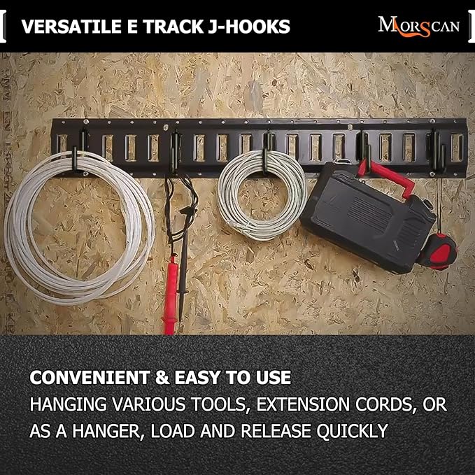 6-Pack 2" Heavy-Duty E-Track J Hooks with Extra Rubberized Dip-Coating on Hook Body - Tie-Down Accessories for Trucks, Trailers, Garages, Warehouses