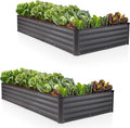 Plant & Plot Galvanized Raised Garden Beds Outdoor // 8×4×1 ft (2-Pack) Planter Raised Beds for Gardening, Vegetables, Flowers // Large Metal Garden Box // Patented Tool-Free Design (Dark Gray)