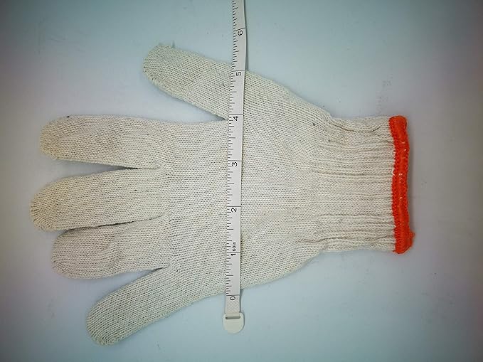 Work cotton Gloves Safety Grip Protection 12 Pairs-Cotton Polyester String Knit Work Gloves for Gardening Mechanic Industrial Warehouse Gardening Construction Painter BBQ Men & Women（Thick-Economic)