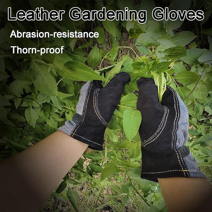 Leather Gardening Gloves for Men, Work Gloves for Welding, Construction, Chainsaw, Farm, Ranch, Yard Work gloves