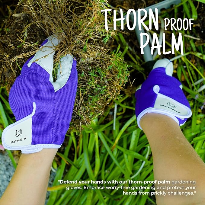 WESTWOOD FOX Gardening Gloves for Women Leather Thorn Safety Garden Heavy Duty Work Gloves Men Women Gardener Non-Slip Rigger