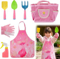 Kids Gardening Tool Set - Garden Tools for Kids with Shovel Trowel Rake Apron Gloves Watering Can and Tote Bag, Outdoor Toys Great Gifts for 3 4 5 6 7 8+ Years Old Girls (Upward Mermaid Tail)