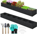 2PCS 12x2x1ft Fabric Raised Garden Bed Outdoor Patio 6 Grids Raised Planter Box Fabric Planters Grow Bags Rectangle Cloth Pots Potato Tomato Strawberry Garden Bed for Growing Vegetables Flower Herb