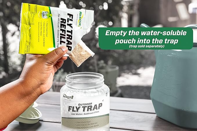 RESCUE! Reusable Fly Trap Bait Refill – Outdoor Use - 18 Pack