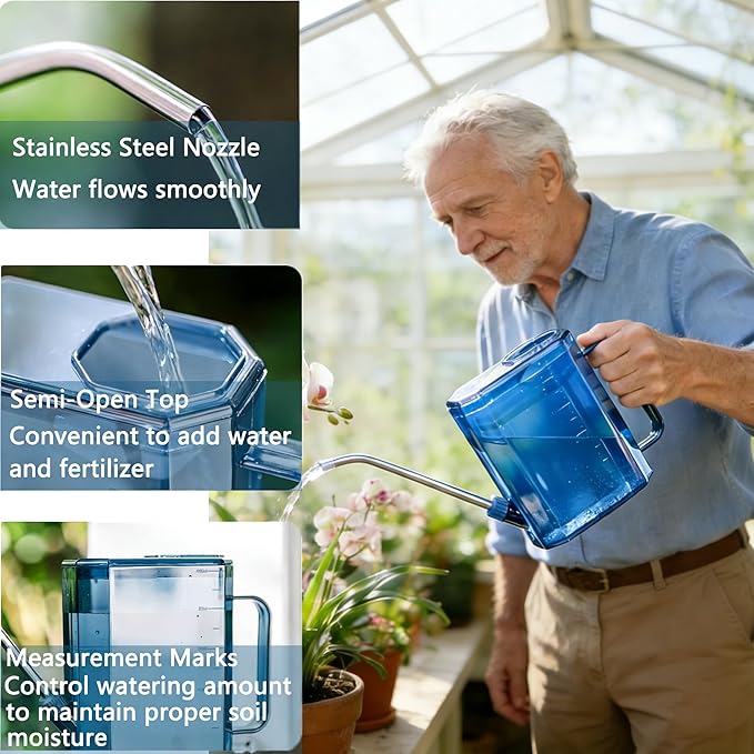 Small Watering Can with 1L / 34 oz Capacity Long Spout Indoor & Outdoor Water Can Pot for House Plant Garden Flower