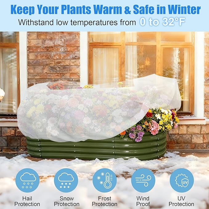 Rectangular Plant Covers Freeze Protection 2 Pack Winter Plant Frost Blankets with Transparent PE Top - Reusable Frost Cloths for Outdoor Plants, Shrubs, Garden Beds Potted Tree Cover Bags
