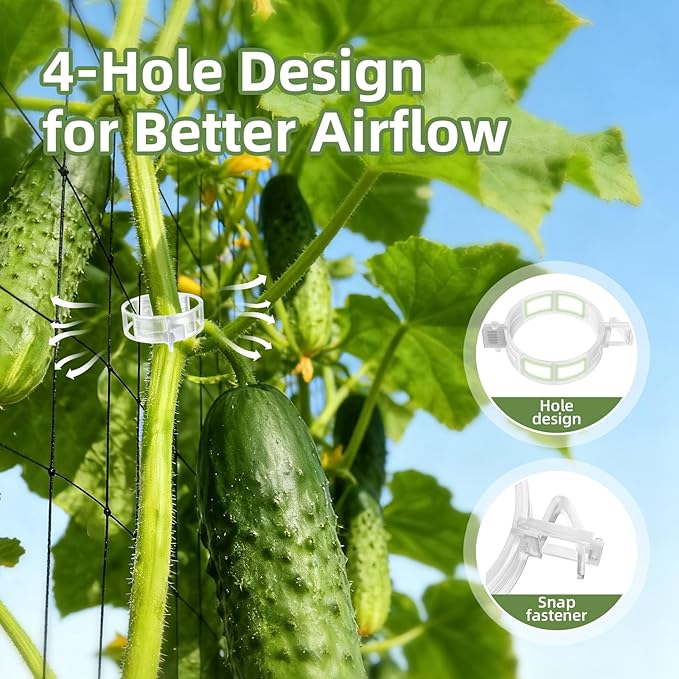 300Pcs Tomato Clips, Plant Clips Plastic Trellis Clips Garden Plant Clips for Tomatoes, Cucumbers, Vines, Reusable Garden Clips to Make Plants Grow Upright, Indoor Outdoor Gardening Supplies