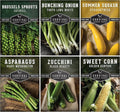 Survival Garden Seeds - Barbecue Vegetables Collection Seed Vault for Planting - Asparagus, Brussels Sprouts, Green Onion, Zucchini, Yellow Squash, & Sweet Corn Packs - Non-GMO Heirloom Varieties