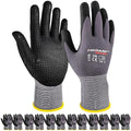 Gasoline Safety Work Gloves Extra Micro-Foam Nitrile Coated-12 Pairs,Endurance Seamless Knit Nylon Spandex,Dots on Palm, Dot Grip Gloves，Work Gloves Men and Women (12, XL)
