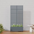 Casaphoria Metal Raised Garden Bed with Trellis and Wheels, 72"x35"x16" Planter Box for Climbing Plants, Vegetables & Vines, Features Drainage Holes and Privacy Screen, Grey-Harold