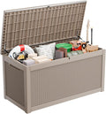 Vixzen 320 Gallon Resin Deck Box, Lockable Outdoor Storage Box for Patio Cushions Storage Furniture,Garden Tools, Pool Supplies, Weatherproof and UV Resistant（Grey，320 Gallon）
