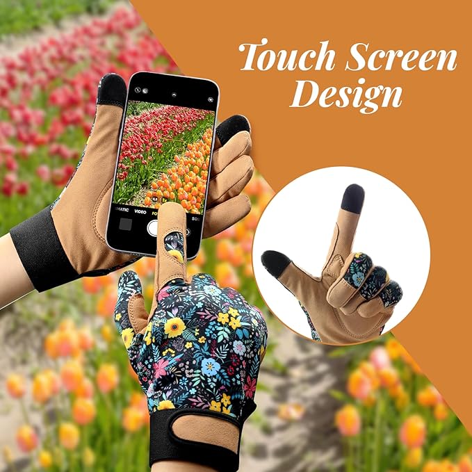 Tavaleu Gardening Gloves for Women, Thorn Proof Puncture Resistant Leather Garden Gloves, Breathable Working Gloves