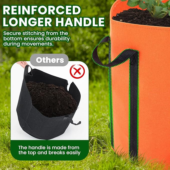 4 Pcs Upgraded 10 Gallon Potato Grow Bags with Harvest Window & Visible Window, Sturdy Handle, Thickened Non-Woven Planter Pots Potato Growing Container for Tomato Vegetable (Multicolor)