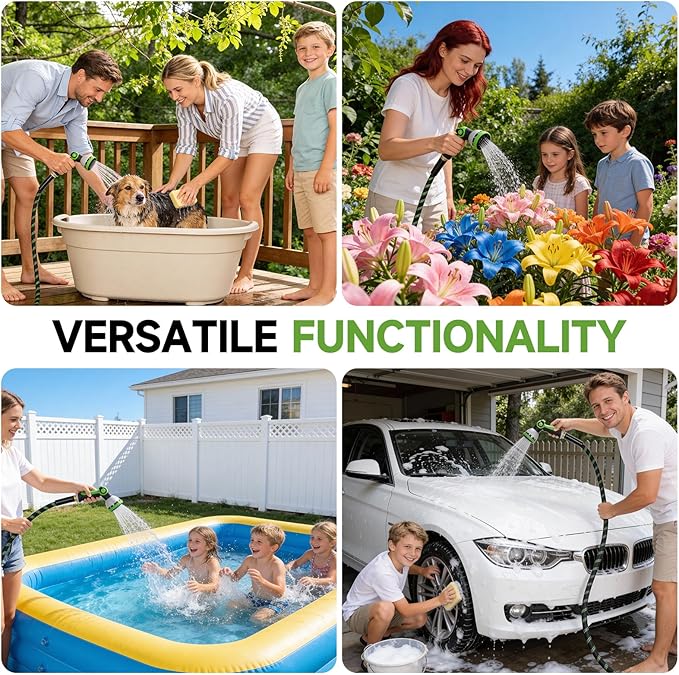 Garden Hose 75ft Flexible Non-Expandable Water Hose Ultra Lightweight Kink-Free Leak-Proof Durable & Abrasion-Resistant with 3/4" Brass Fittings for Patio Yard RV and Outdoor Use