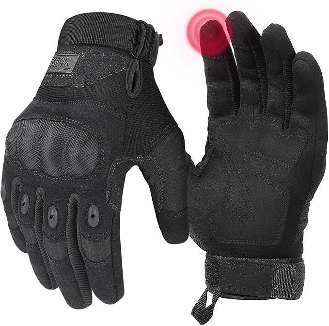 KEMIMOTO Tactical Gloves for Men, Touchscreen Motorcycle Gloves with Hard Shell & Palm Padding for Sports Motorcycle Cycling Tactical Airsoft Paintball Hunting Hiking Camping Climbing
