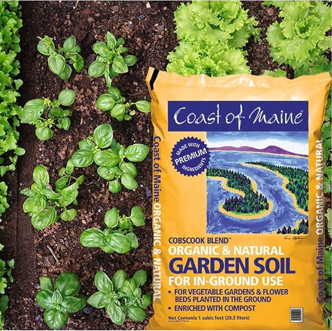 Coast of Maine Organic & Natural Cobscook Blend In-Ground Garden Soil - Multi-Use In Ground Garden Soil with Compost & Sphagnum Peat Moss - Annual & Perennial Flower Beds, or Lawn Care (1 cu ft)