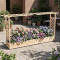 S AFSTAR Raised Garden Bed with Trellis, 2-in-1 Fir Wood Planter Box with Flat Roof & Drainage Holes, Vertical Planter Raised Bed for Climbing Plants, Flowers & Vegetables, 87" x 14" x 45" (Natural)