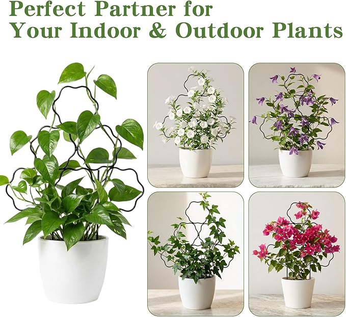 ZOUTOG 9 Pack Trellis for Climbing Plants Outdoor 15 Inch,Rustproof Metal Garden Trellis for Potted Plants,Sturdy Houseplant Support Indoor Outdoor for Ivy Pothos Monstera Hoya Flower Vine (Flower)