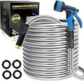 Lefree 75ft Metal Garden Hose - Heavy Duty 304 Stainless Steel Flexible Water Hose, No Kinks & Leak-Proof with Upgraded Handle, 10-Function Spray Nozzle for Yard, Garden, Pet Bath, Outdoor Cleaning