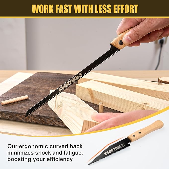 3-Piece Japanese Pull Saw Set - 6" Double Edge & Flush Cut & 11" Pruning Saw | Razor Sharp SK5 Steel | for Woodworking, Carpentry, Garden Trimming