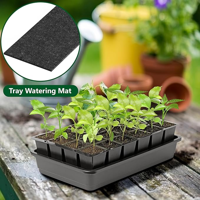 EBaokuup 8 Pcs 24-Cell Replacement Capillary Mats-13 x 8 Inches Self Watering Seed Starting Mat-Capillary Mats for Indoor Gardening Greenhouse Plant Seed Starting