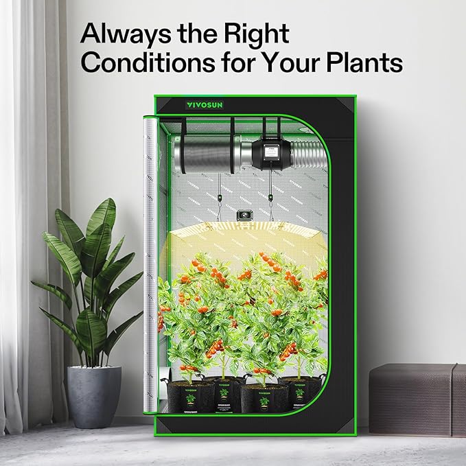 VIVOSUN 4×4 Grow Tent Kit Complete System, WiFi-Controlled Grow System with Full Spectrum 400W LED Plant Grow Light, Automatic Ventilation, GrowHub Outlet A22 with Temperature and Humidity Sensor