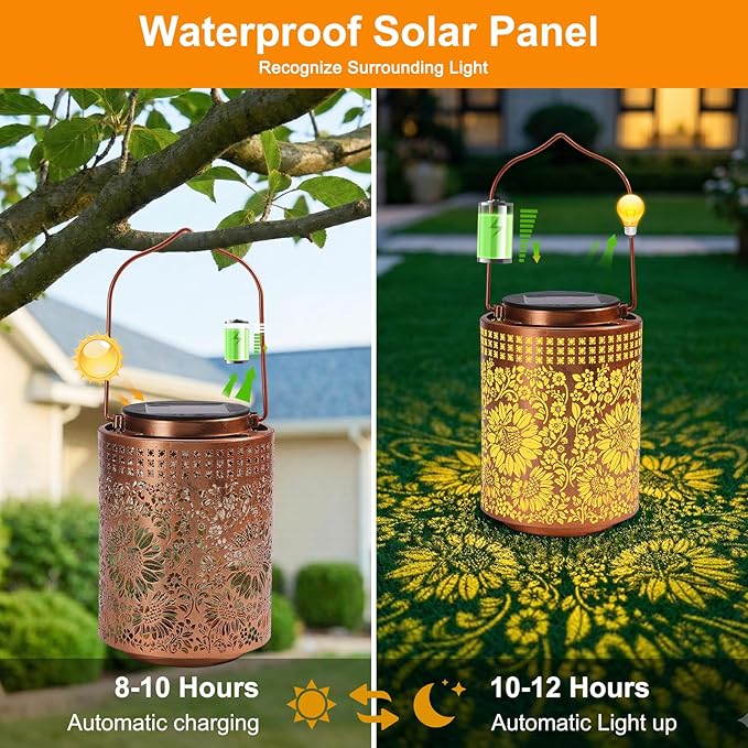 ZKLILI Mothers Day Gifts for Mom, Sunflower Solar Lanterns Outdoor Waterproof Hanging Solar Lights Sunflower Gifts for Women Men Mom Lanterns for Yard, Patio, Lawn, Pathway, Landscape, Garden Decor