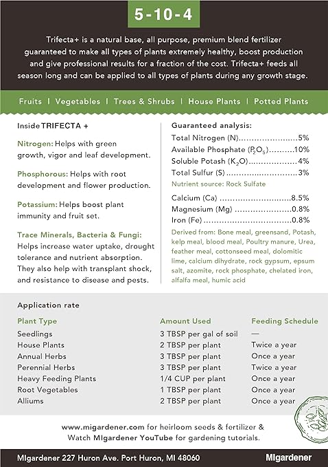 Grace nnvg Trifecta+ 5-10-4 Organic All Purpose Plant, Flower and Vegetable Fertilizer (3 LB)