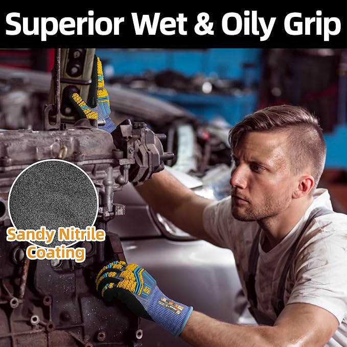 Schwer PRO-SKIN Impact Gloves with ANSI A4 Cut Reistant Protection, Flexible and Comfortable Work Gloves with Grip，Touchscreen, Used for Oil and Gas E&P，Mechanic, Construction, S, PM3900-T
