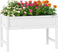 Raised Garden Bed Outdoor with Legs,HDPE Elevated Planter Box Rot-Resistant and Non-Cracking,Raised Beds for Gardening for Backyard, Patio, Balcony, 300lb Capacity White