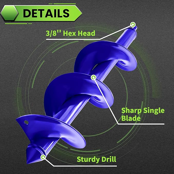 Auger Drill Bit for Planting - 3.5"X16" Heavy-Duty Garden Auger Spiral Drill Bit - Bulb Planter Tool & Auger Post Hole Digger - 3/8" Hex Drive Drill