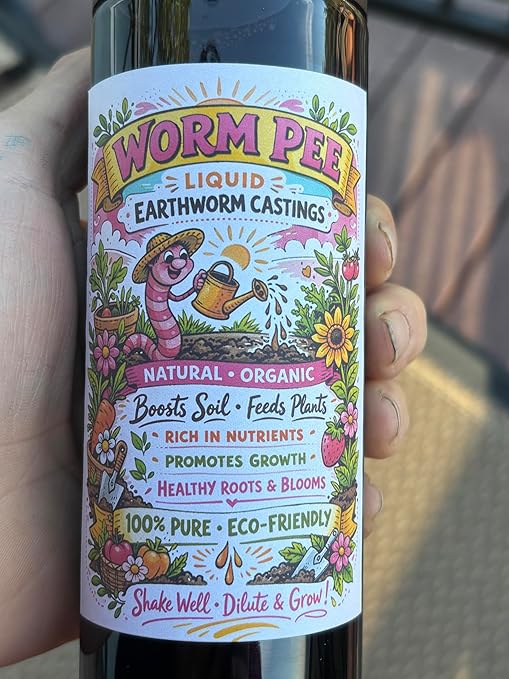 Worm Pee Liquid Earthworm Castings Fertilizer | Soil Amendment with Humic Acid & Kelp Extract | Concentrated Plant Food for Vegetables, Raised Beds & Gardens | for Agricultural & Horticultural Use