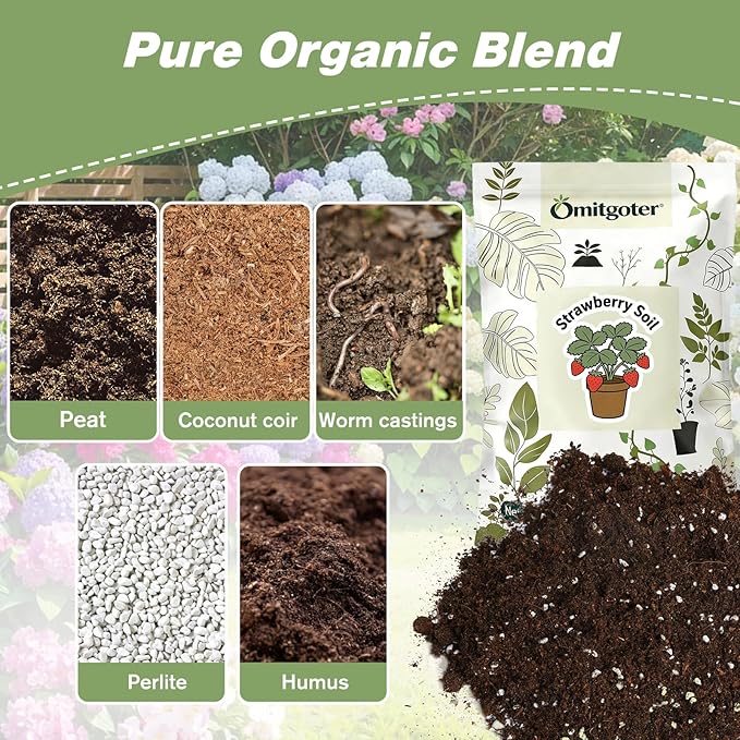 All-Natural Strawberry Soil & Potting Mix 4qt - Premium Potting Soil for All-Stage Strawberry Growth
