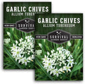 Survival Garden Seeds 2 Packs Garlic Chives Seed for Planting - Packet with Instructions to Grow Delicious Perennial Herbs in Your Home Vegetable Garden - Non-GMO Heirloom
