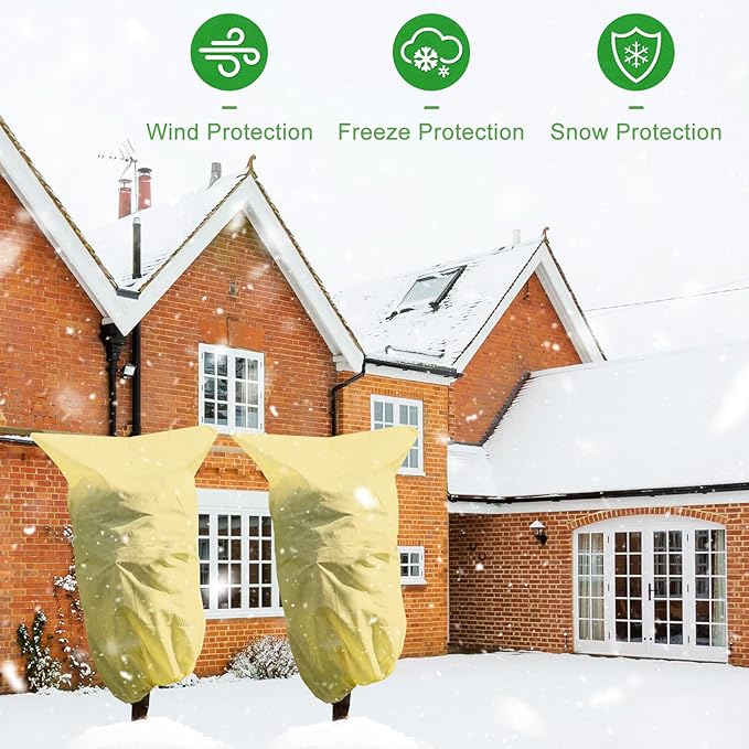 Plant Covers Freeze Protection Set, 10 ft x 30 ft Floating Row Cover 0.9oz/yd² Garden Fabric Plant Cover, 2 Pack 47"x70" Cold Weather Frost Blankets Shrub Jacket with Drawstring for Outdoor Plants