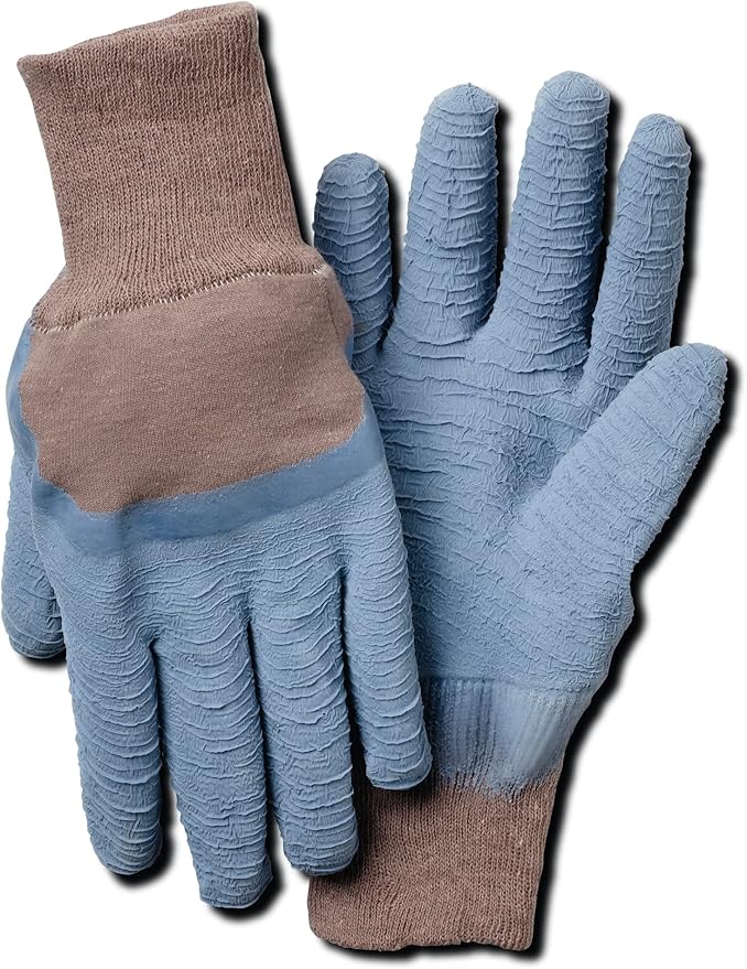 MAGID Bella Menâ€™s Gardening Glove with Blue Latex Crinkle Palm, 144 Pairs, Size 9/Large, BE197T