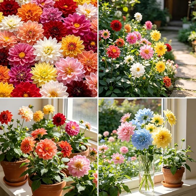 CarpetC 1000+ Mixed Dwarf Dahlia Seeds for Planting, Compact Perennial with Long-Lasting Blooms, Non-GMO Heirloom Dahlia pinnata for Garden Borders, Containers & Cut Flowers