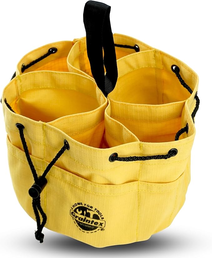Graintex 18 Pockets Grab Bag Rip-stop Canvas Drawstring Closure, Small Part Organizer Pouch, Small Tools, Screws, Parts, Parachute Tool Bag for Efficient Storage - Yellow