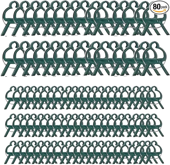 80PCS Garden Plant Supports Clips, 2 Sizes Adjusting Reusable Plant Clips for Supporting Stems of Flower Vine Vegetables Tomatoes Climbing